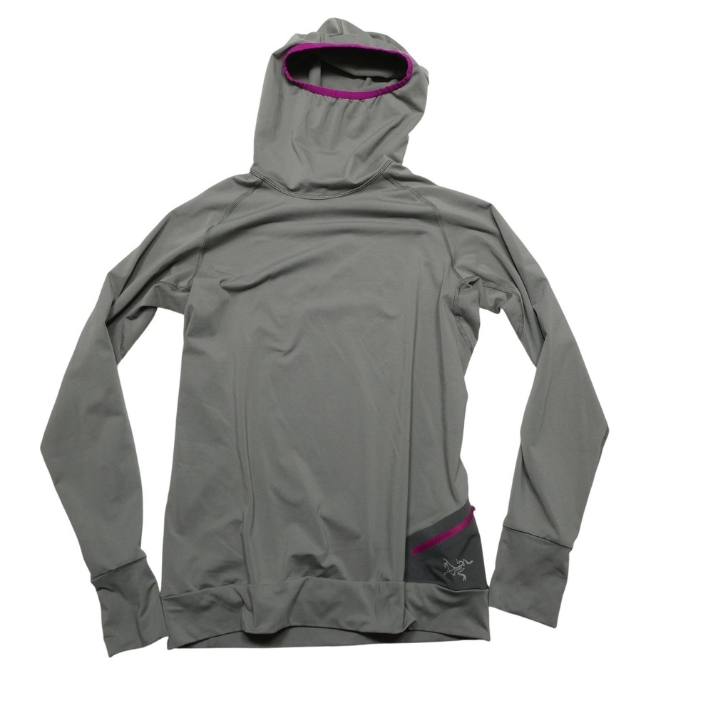 Arc'teryx Hoodie Womens Medium Gray Fleece Pullover Zip Pocket Stretch Hiking